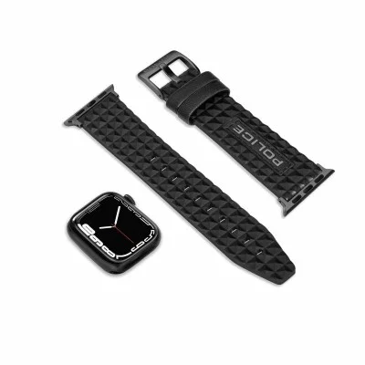 Apple Watch Strap 42/44/45/49 Leather Police - Black